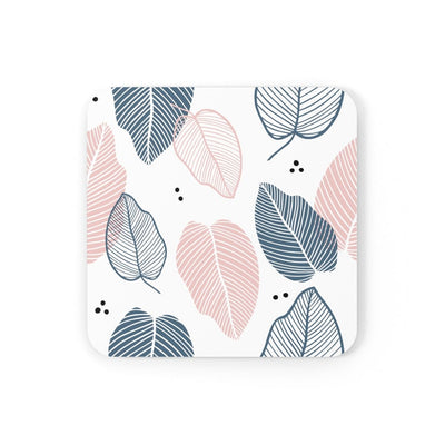 Corkwood Coaster Set - 4 Pieces / Pastel Color Leaves - Decorative | Coasters