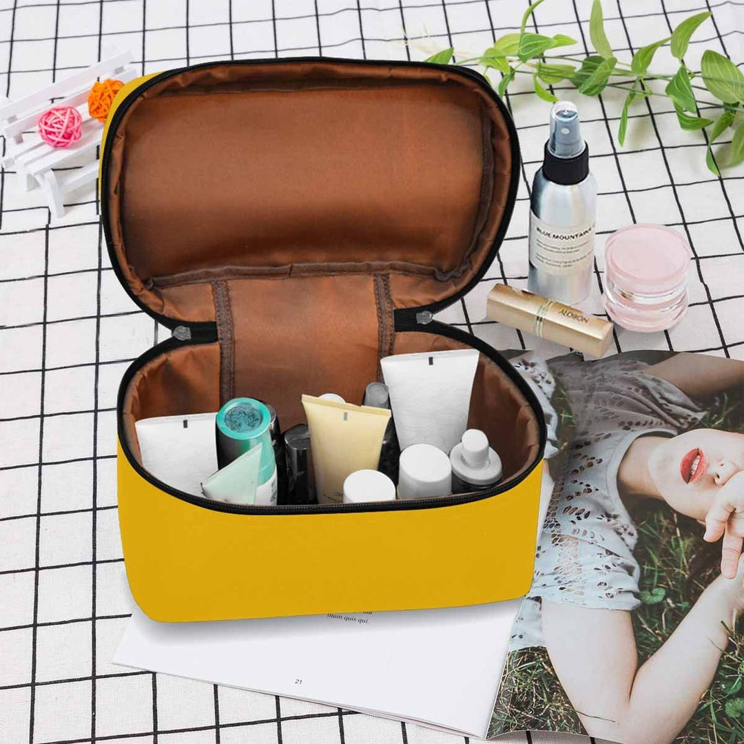Cosmetic Bag - Golden Yellow Travel Case - Bags/Cosmetic Bags