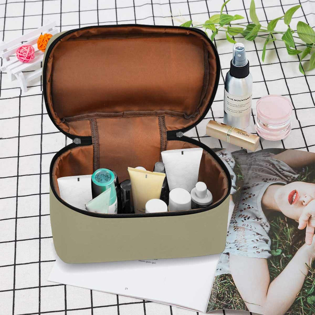 Cosmetic Bag - Dark Sage Green Travel Case - Bags/Cosmetic Bags