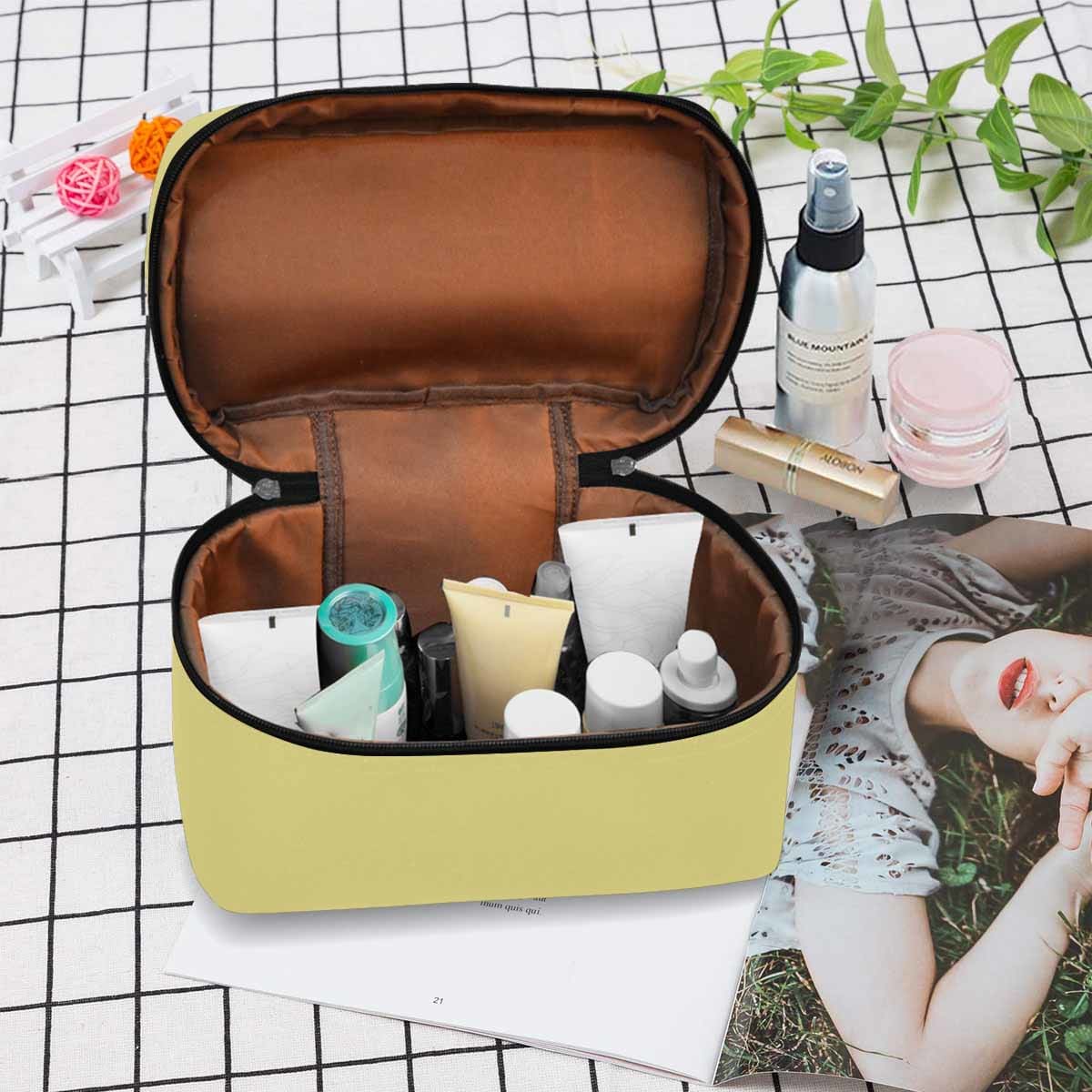 Cosmetic Bag Khaki Yellow Travel Case - Bags | Cosmetic Bags