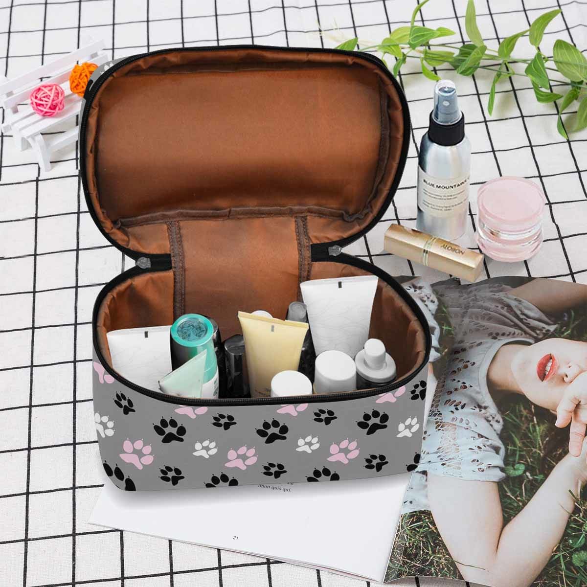 Cosmetic Bag Tri-color Paws - Grey Bag,travel Case - Bags | Cosmetic Bags