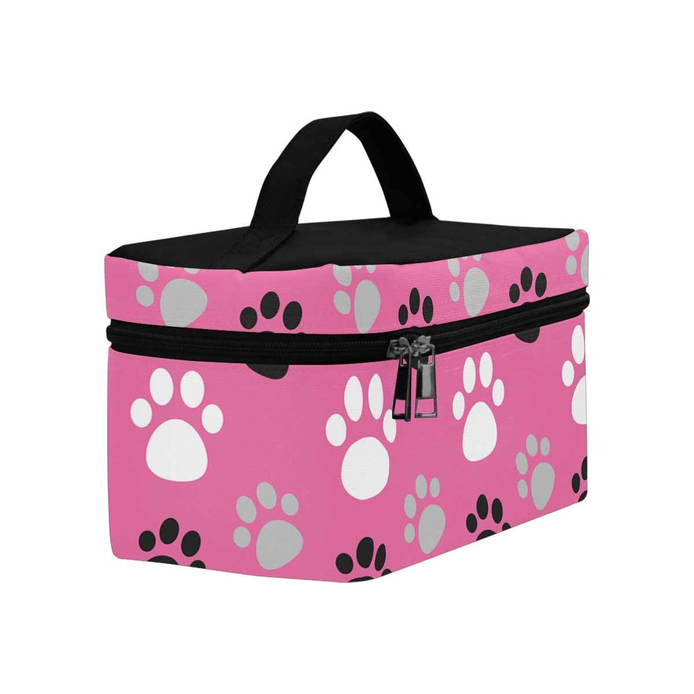 Cosmetic Bag - Tri-color Paws - Pink Bag Travel Case - Bags/Cosmetic Bags