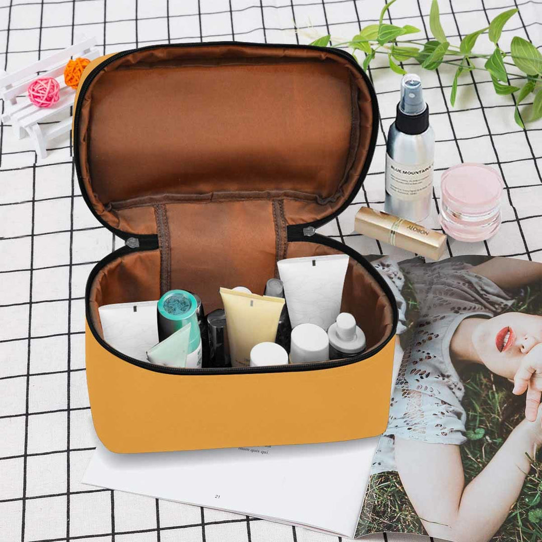 Cosmetic Bag - Yellow Orange Travel Case - Bags/Cosmetic Bags