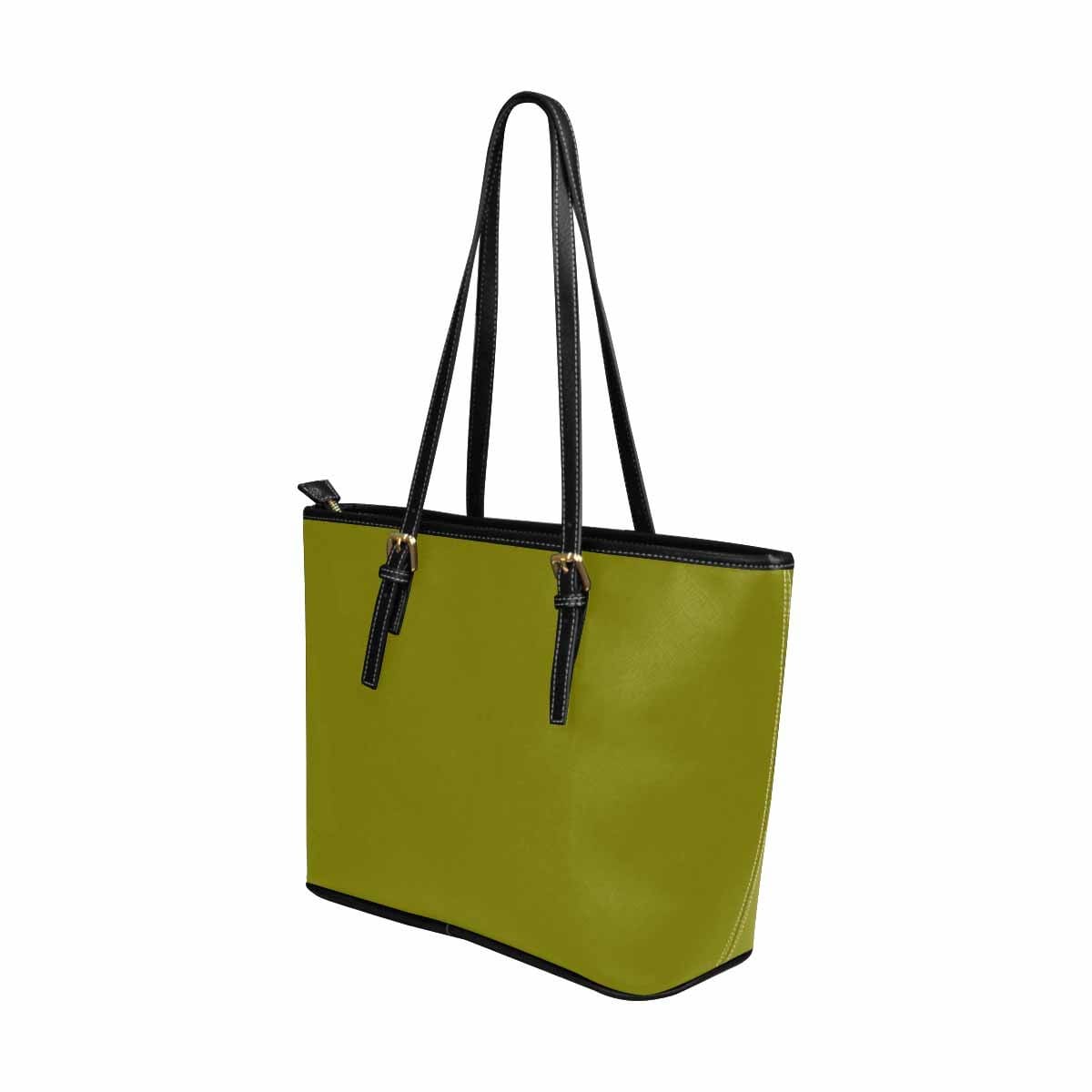 Large Leather Tote Shoulder Bag - Dark Olive Green - Bags | Leather Tote Bags