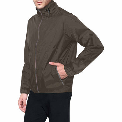 Dark Taupe Brown Hooded Windbreaker Jacket - Men / Women - Mens | Jackets