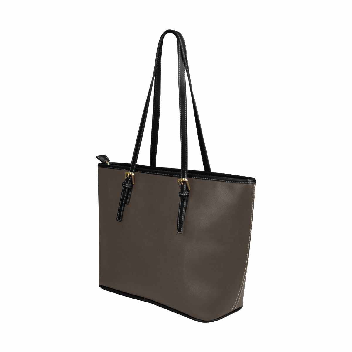 Large Leather Tote Shoulder Bag - Dark Taupe Brown Handbag - Bags | Leather