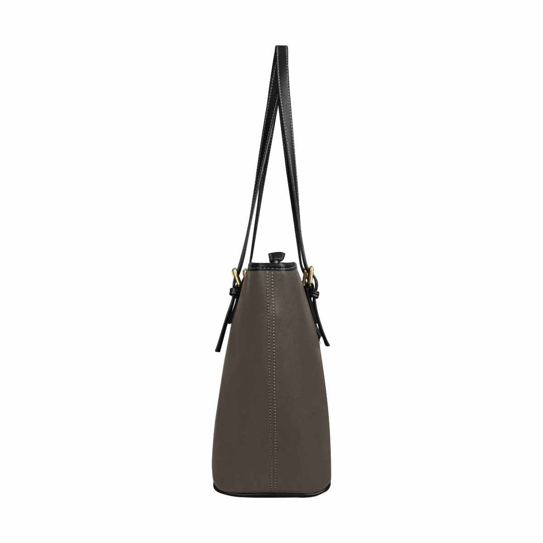 Large Leather Tote Shoulder Bag - Dark Taupe Brown Handbag - Bags | Leather