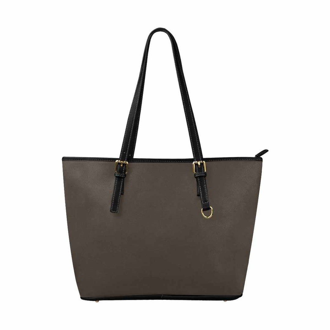 Large Leather Tote Shoulder Bag - Dark Taupe Brown Handbag - Bags | Leather