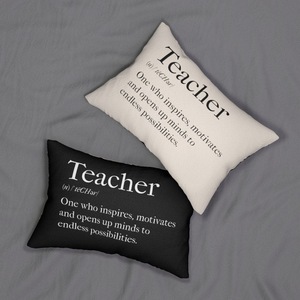 Decorative Lumbar Throw Pillow - Black and Beige Teachers Inspire Word Art