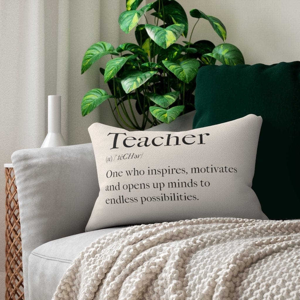 Decorative Lumbar Throw Pillow Black And Beige Teachers Inspire Word Art
