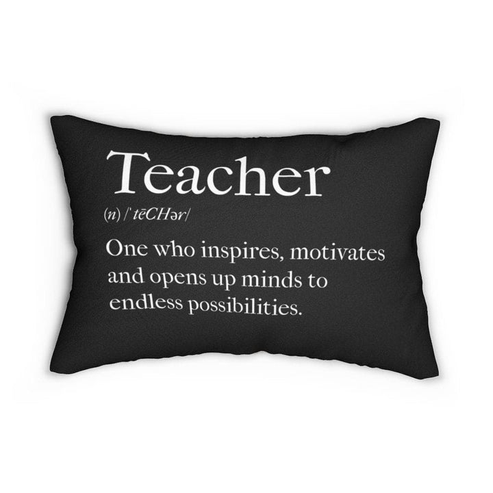 Decorative Lumbar Throw Pillow - Black and Beige Teachers Inspire Word Art