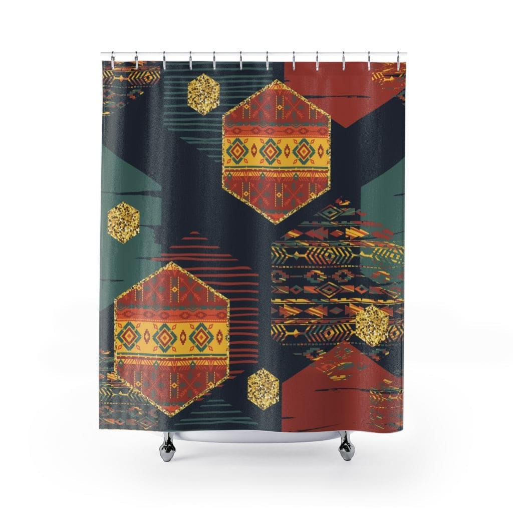 Fabric Shower Curtain Bohemian Blue - S209481 - Decorative | Shower Curtains