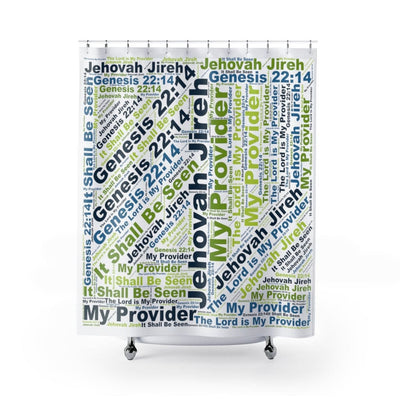 Fabric Shower Curtain Jehovah Jireh My Provider - Blue/green - Decorative |