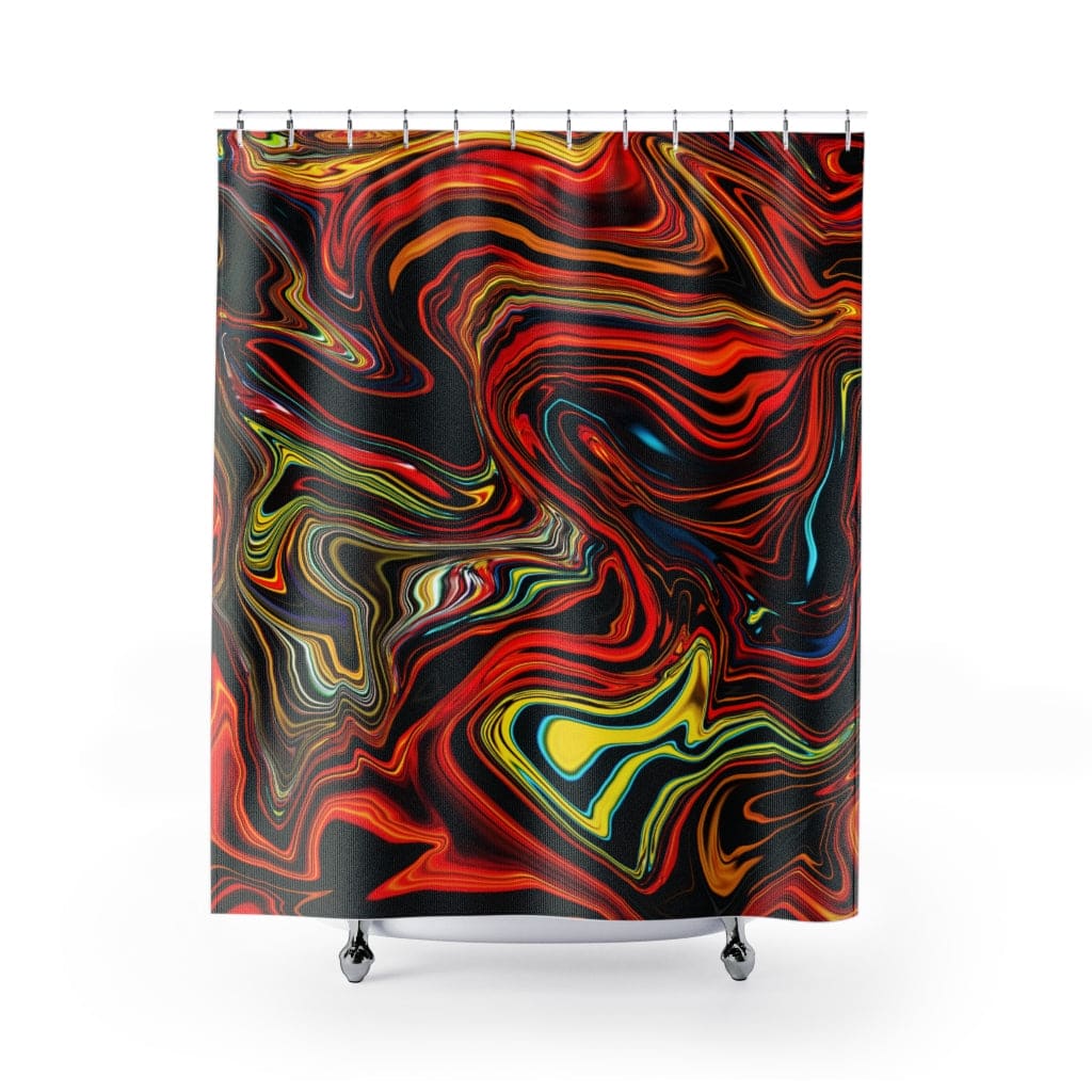 Fabric Shower Curtain Multicolor Marble Print - Decorative | Shower Curtains
