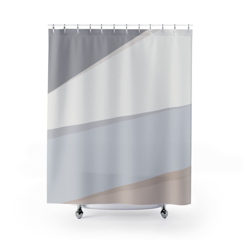 Fabric Shower Curtain Pastel Tri-color Geometric Print - Sc16505 - Decorative |
