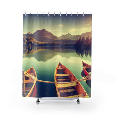 Fabric Shower Curtain Sailing Sunset On a Lake Print - Sc15415 - Decorative |