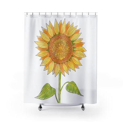 Fabric Shower Curtain /white And Yellow Sunflower - Decorative | Shower Curtains