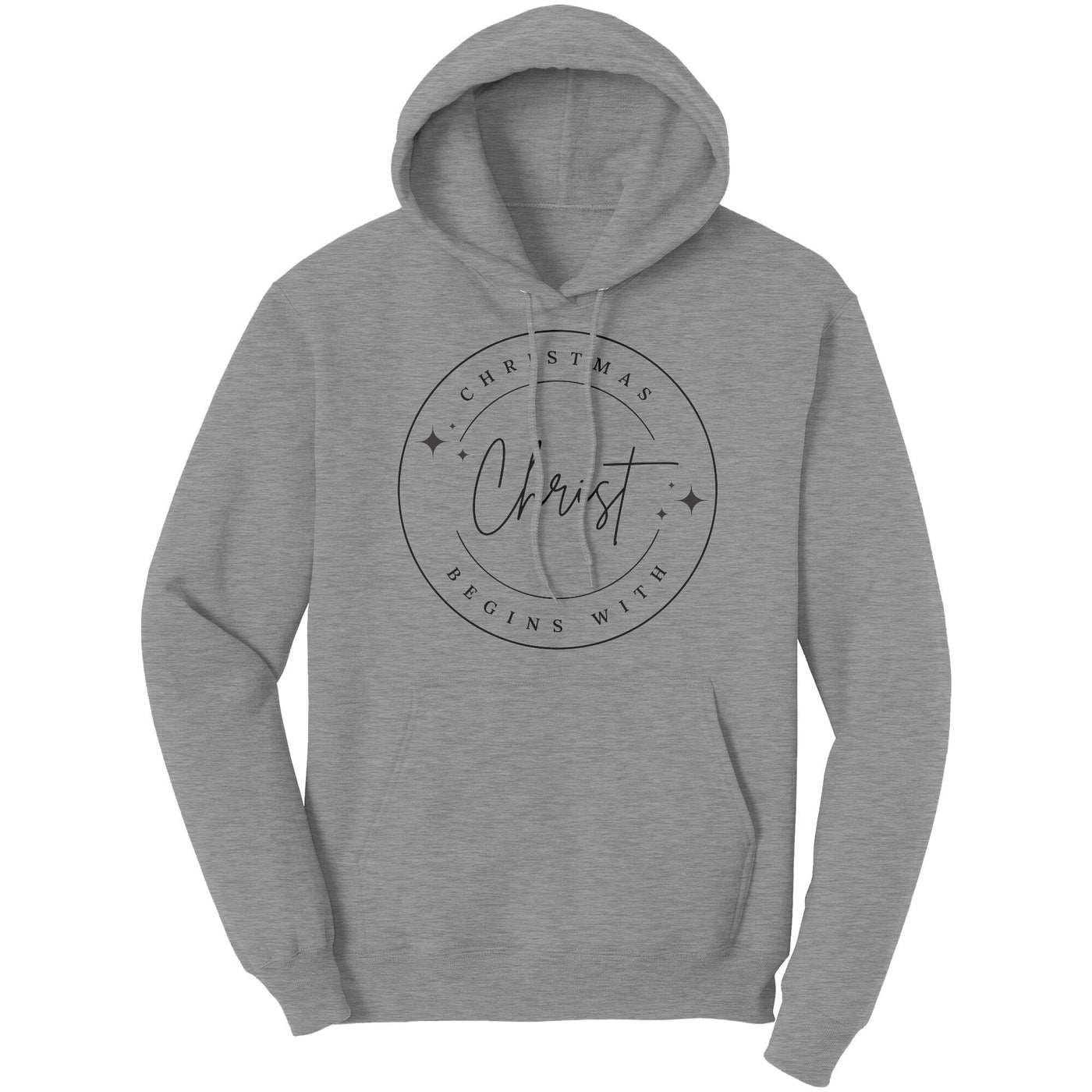 Graphic Hoodie Christmas Begins With Christ Christian Shirt Black - Unisex