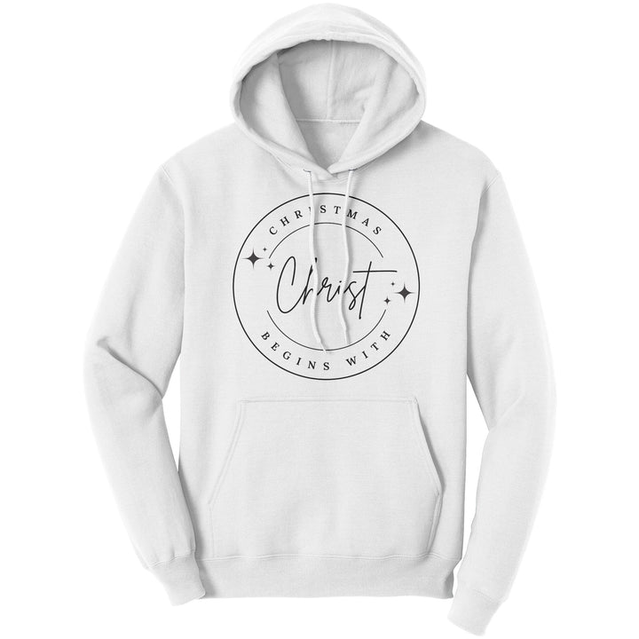 Graphic Hoodie Christmas Begins with Christ Christian Shirt Black - Unisex