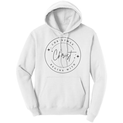 Graphic Hoodie Christmas Begins With Christ Christian Shirt Black - Unisex