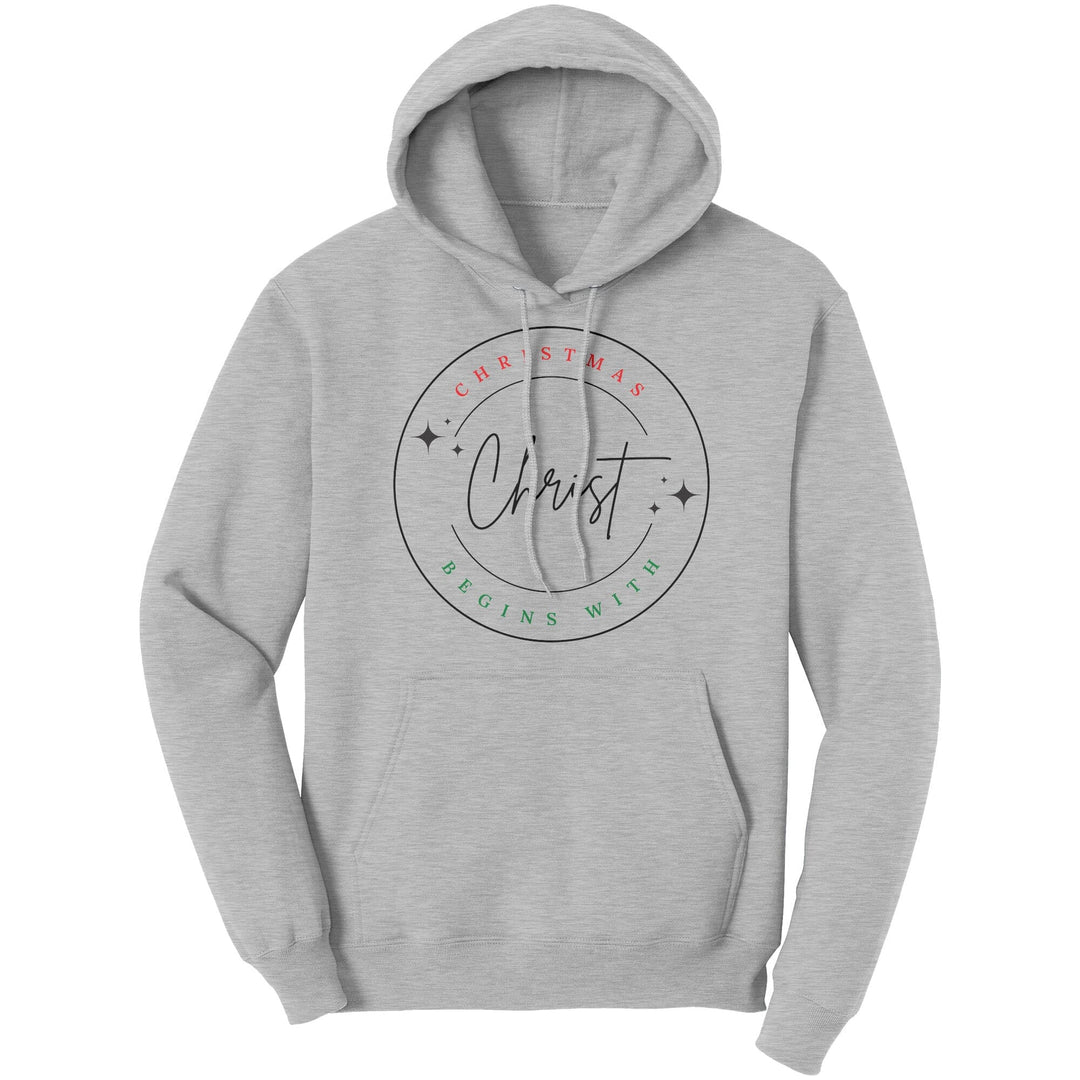 Graphic Hoodie Christmas Begins with Christ Christian Sweatshirt - Unisex