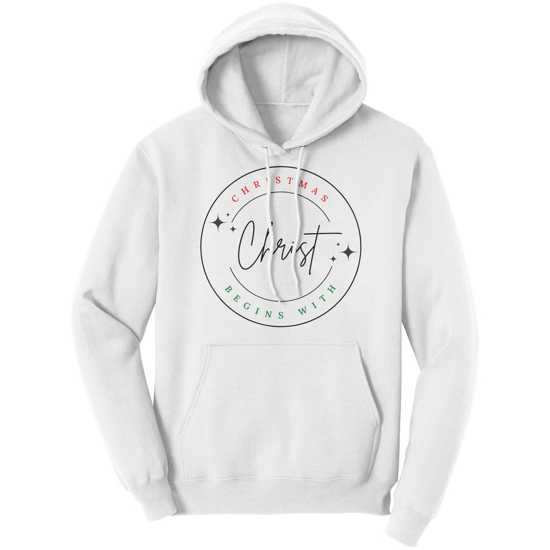 Graphic Hoodie Christmas Begins with Christ Christian Sweatshirt - Unisex