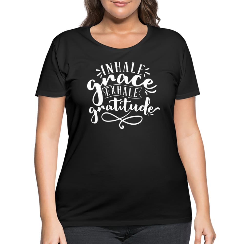 Graphic Tee Inhale Grace Exhale Gratitude Womens Plus Size Curvy T-shirt