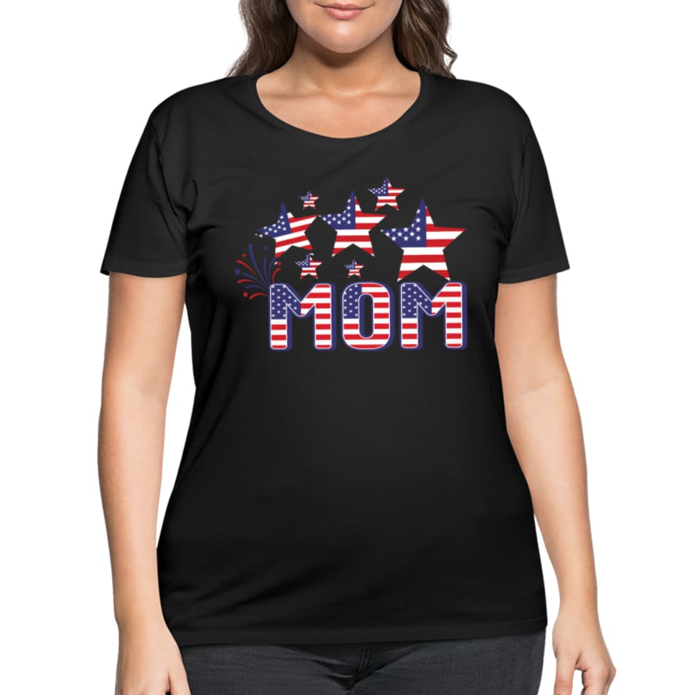 Graphic Tee Stars And Stripes Mom Womens Plus Size Curvy T-shirt - Womens |