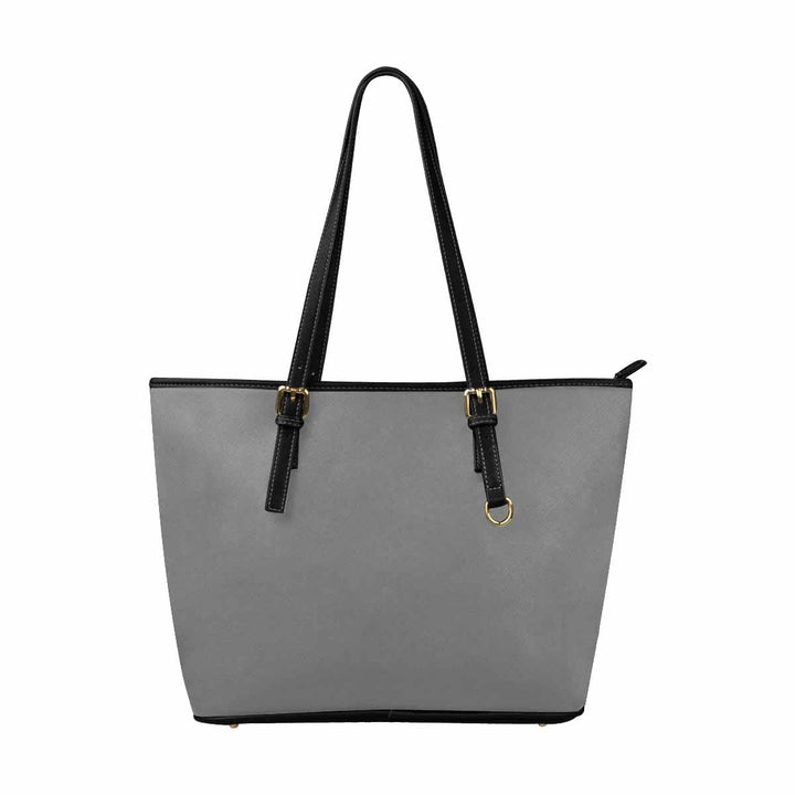 Large Leather Tote Shoulder Bag - Gray - Bags | Leather Tote Bags