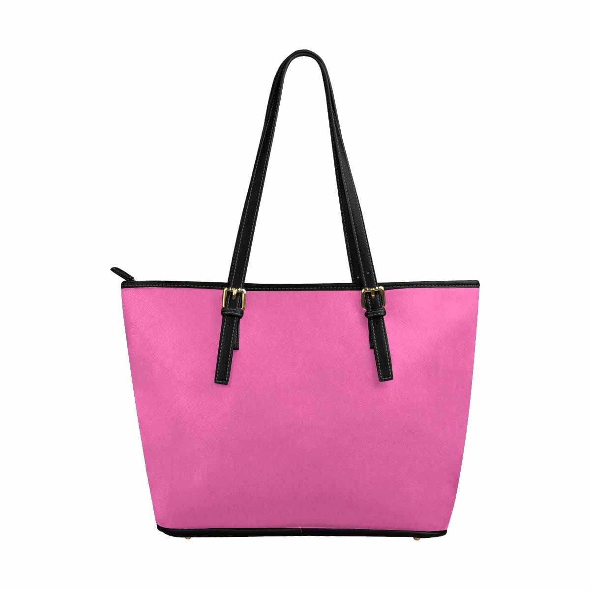 Large Leather Tote Shoulder Bag - Hot Pink - Bags | Leather Tote Bags