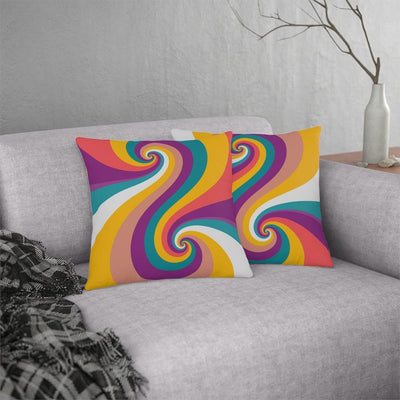Indoor Or Outdoor Throw Pillow Retro Multicolor Vintage Print S5 - Decorative |