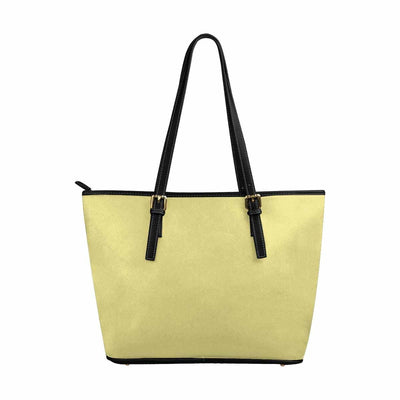 Large Leather Tote Shoulder Bag - Khaki Yellow - Bags | Leather Tote Bags