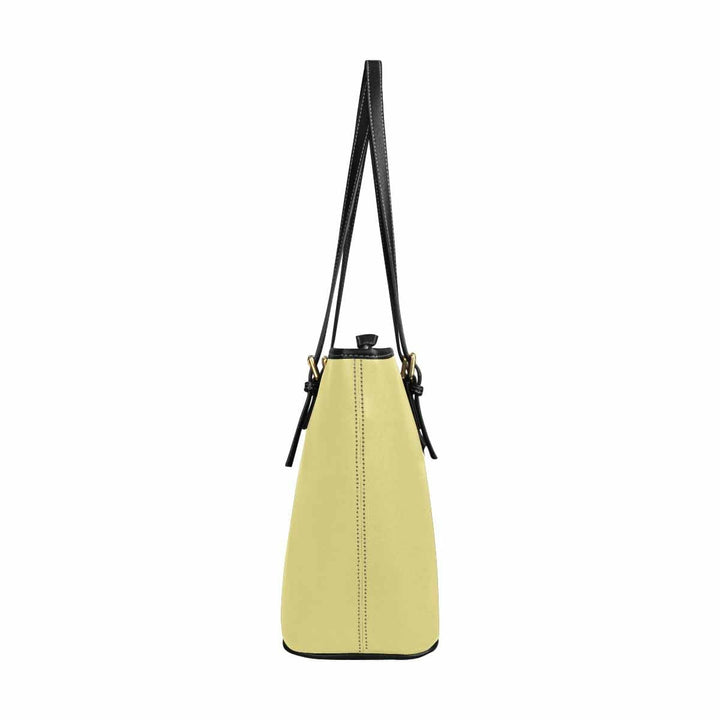 Large Leather Tote Shoulder Bag - Khaki Yellow - Bags | Leather Tote Bags