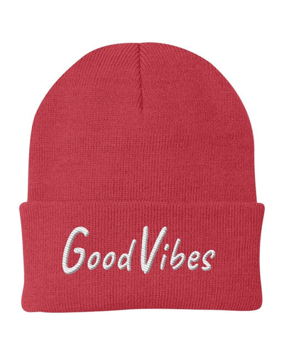 Knit Beanie Cap / Good Vibes Embroidered Hat - H26761 - Unisex | Embroidered
