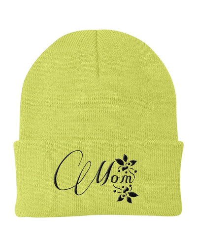 Knit Cap / Mom Embroidered Hat - Unisex | Embroidered Knit Hats
