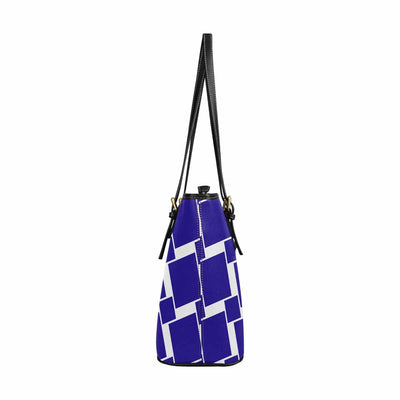 Large Leather Tote Shoulder Bag Purple Grid Illustration - Bags | Leather Tote