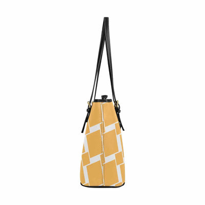 Large Leather Tote Shoulder Bag Yellow and White Grid illustration - Bags