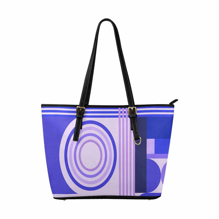 Large Leather Tote Shoulder Bag - Lavender Purple Geometric Circular