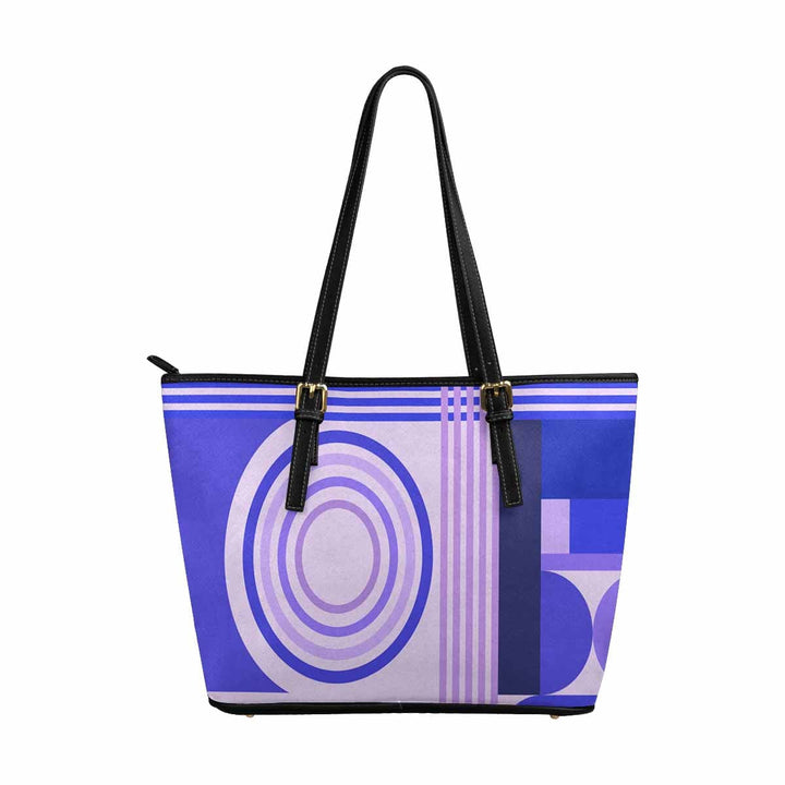 Large Leather Tote Shoulder Bag - Lavender Purple Geometric Circular