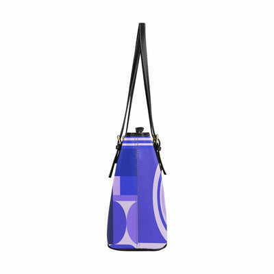 Large Leather Tote Shoulder Bag - Lavender Purple Geometric Circular