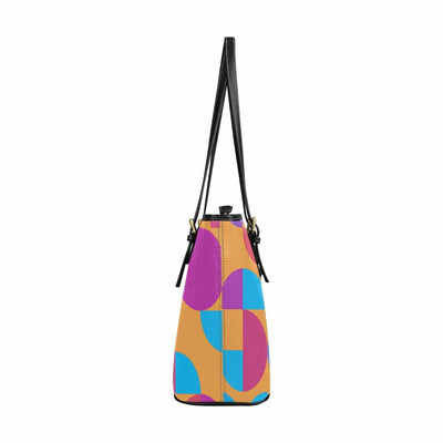 Large Leather Tote Shoulder Bag - Pink Multicolor Pattern Illustration - Bags