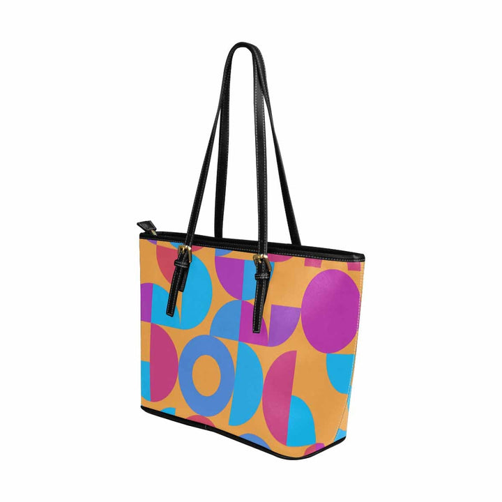 Large Leather Tote Shoulder Bag - Pink Multicolor Print - Bags | Leather Tote