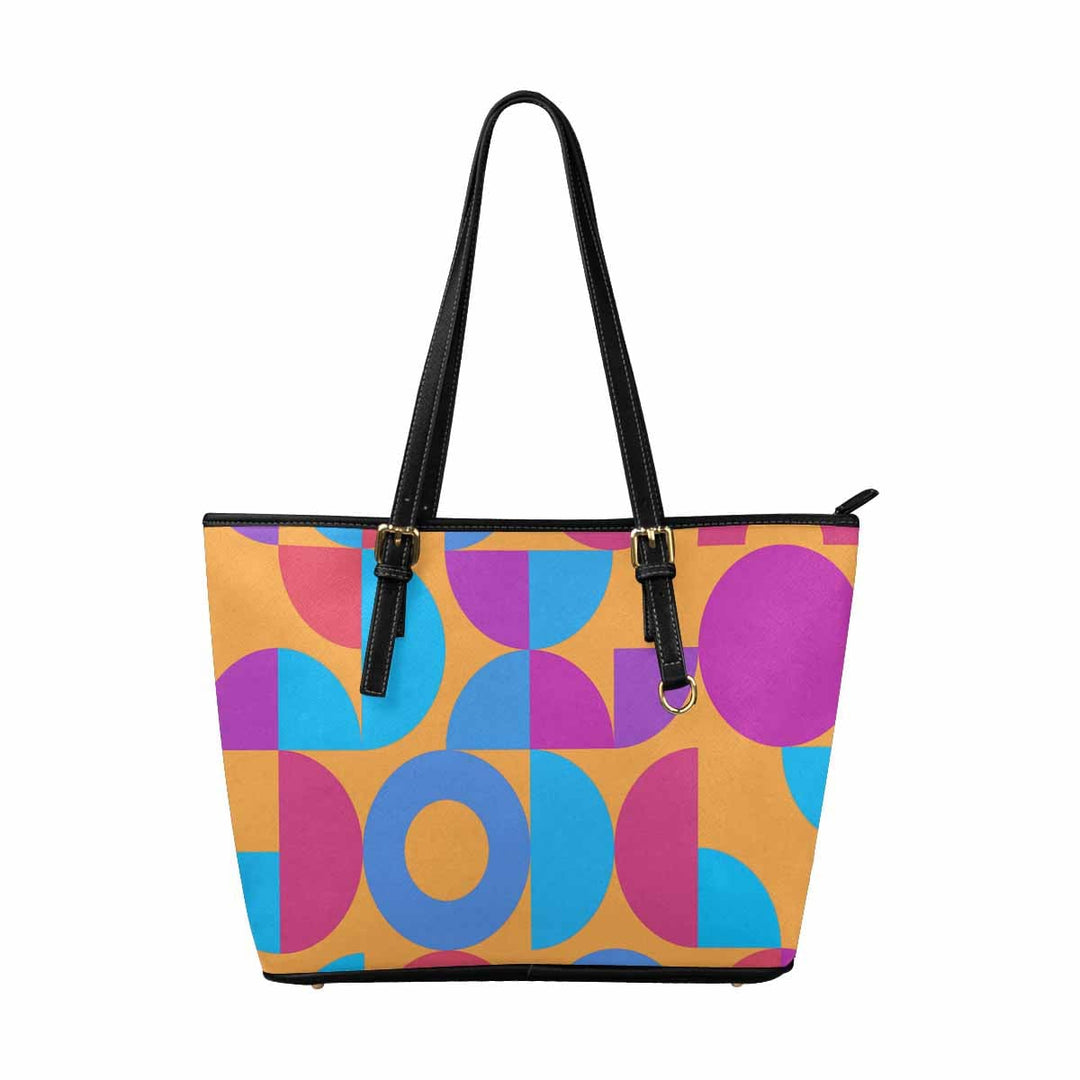 Large Leather Tote Shoulder Bag - Pink Multicolor Print - Bags | Leather Tote