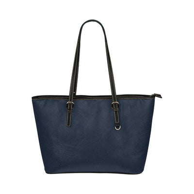 Large Leather Tote Shoulder Bag - Solid Dark Blue - Bags | Leather Tote Bags