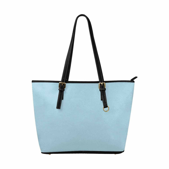 Large Leather Tote Shoulder Bag - Light Blue - Bags | Leather Tote Bags