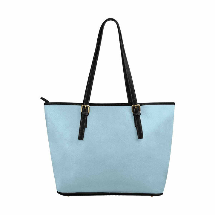 Large Leather Tote Shoulder Bag - Light Blue - Bags | Leather Tote Bags