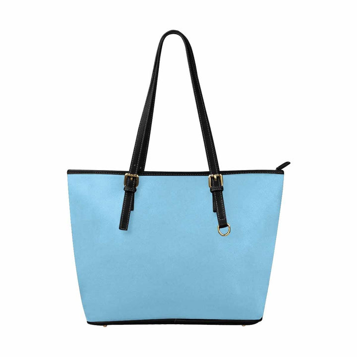 Large Leather Tote Shoulder Bag - Light Blue - Bags | Leather Tote Bags