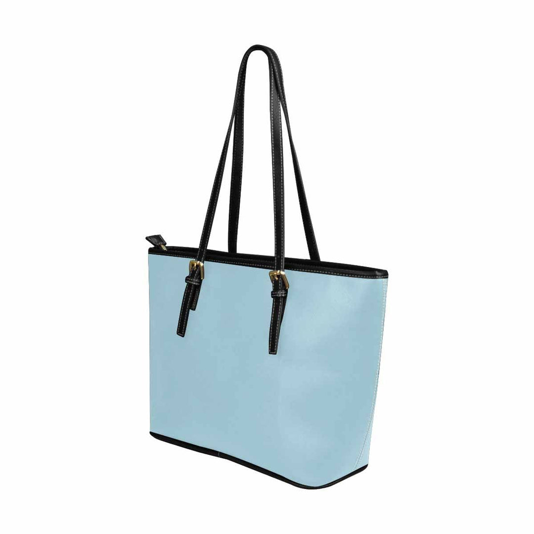 Large Leather Tote Shoulder Bag - Light Blue - Bags | Leather Tote Bags