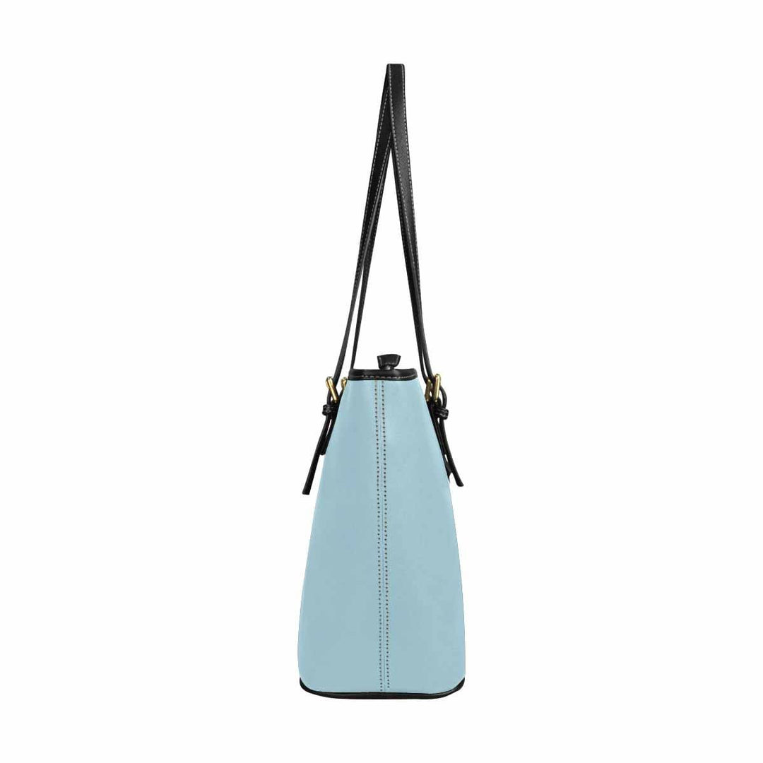 Large Leather Tote Shoulder Bag - Light Blue - Bags | Leather Tote Bags