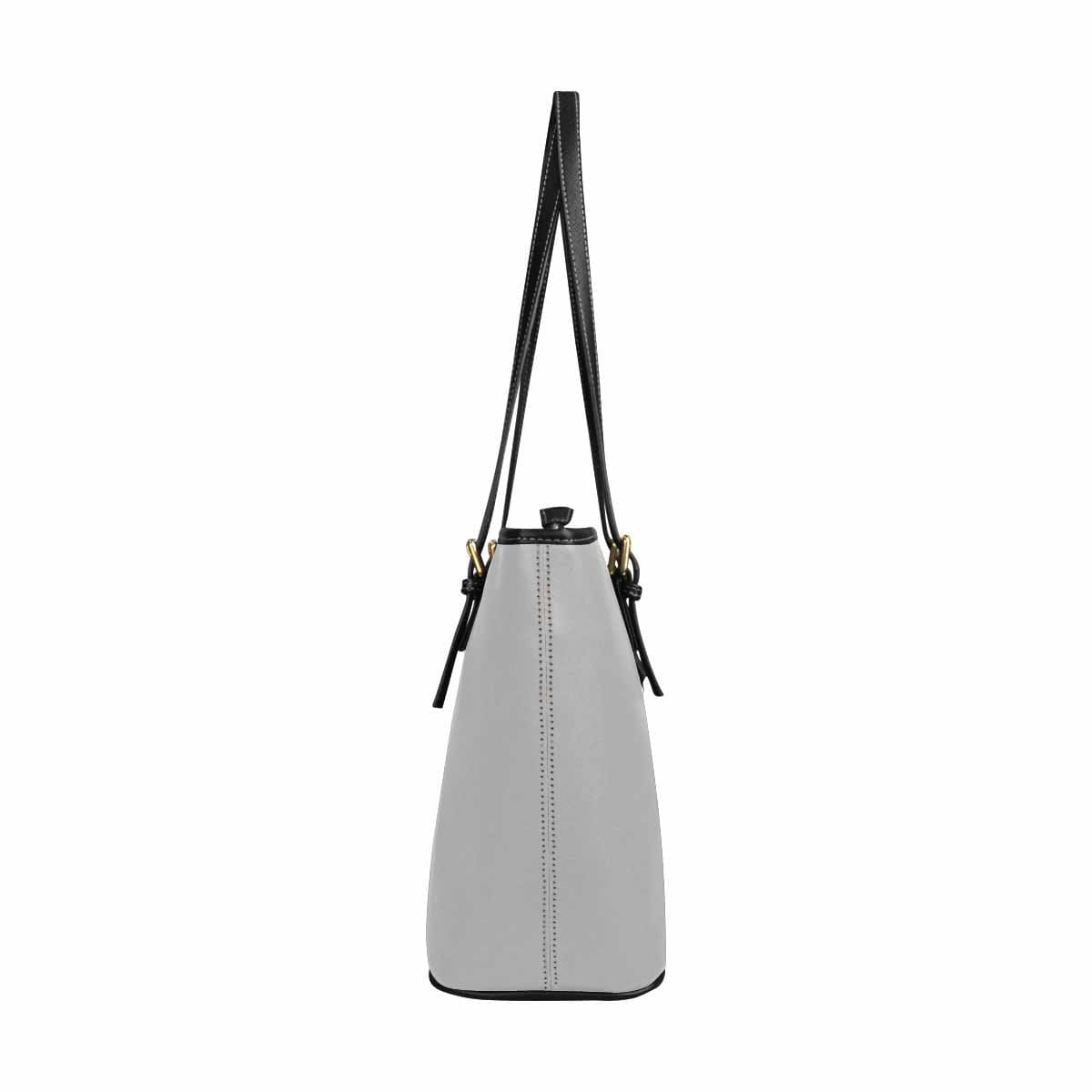 Large Leather Tote Shoulder Bag - Light Grey - Bags | Leather Tote Bags